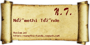 Némethi Tünde névjegykártya